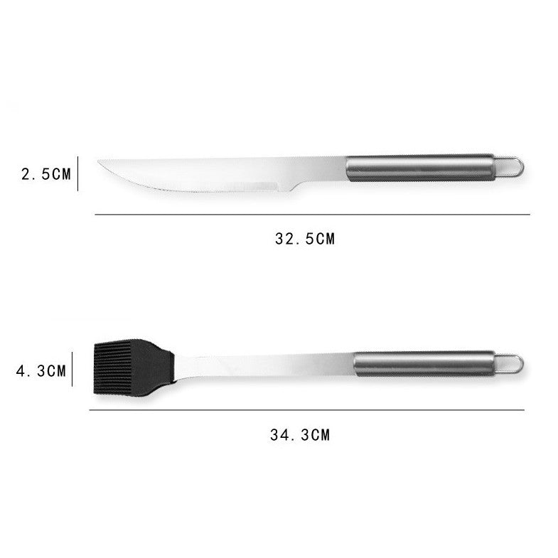 Set 14 Ustensile pentru Gratar cu Termometru, Kadeny, din Otel Inoxidabil, Geanta Oxford, Argintiu