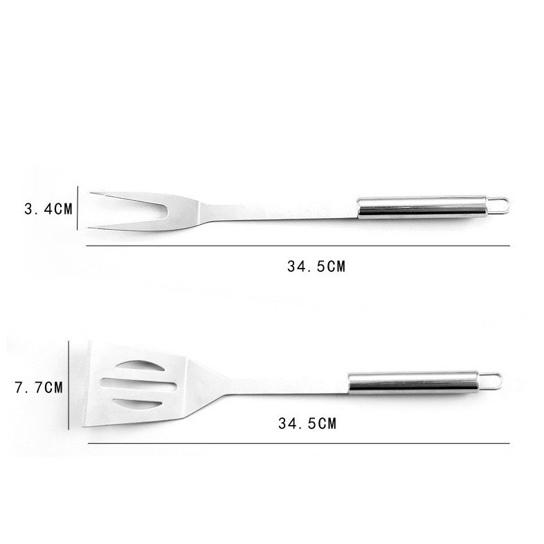 Set 14 Ustensile pentru Gratar cu Termometru, Kadeny, din Otel Inoxidabil, Geanta Oxford, Argintiu