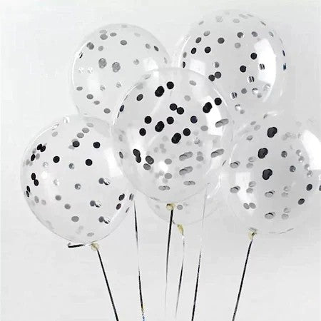 Set 15 baloane pentru petrecere, Kaveny, alb/argintiu, 30 cm