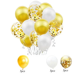 Set 15 baloane pentru petrecere, Kaveny, alb/auriu, 30 cm