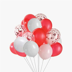Set 15 baloane pentru petrecere, Kaveny, alb/rosu, 30 cm