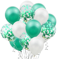 Set 15 baloane pentru petrecere, Kaveny, alb/verde, 30 cm