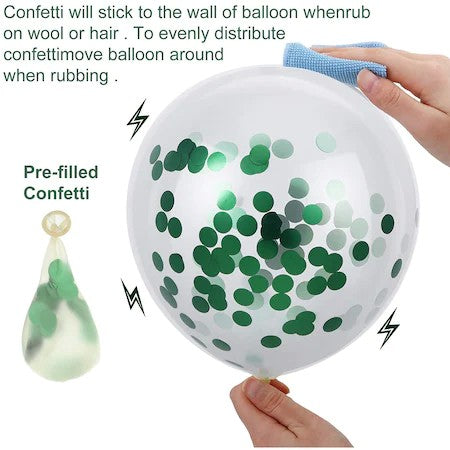 Set 15 baloane pentru petrecere, Kaveny, alb/verde, 30 cm