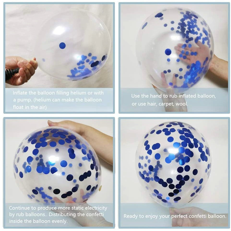 Set 15 baloane pentru petrecere, Kaveny, albastru/ alb, 30 cm