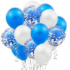 Set 15 baloane pentru petrecere, Kaveny, albastru/ alb, 30 cm