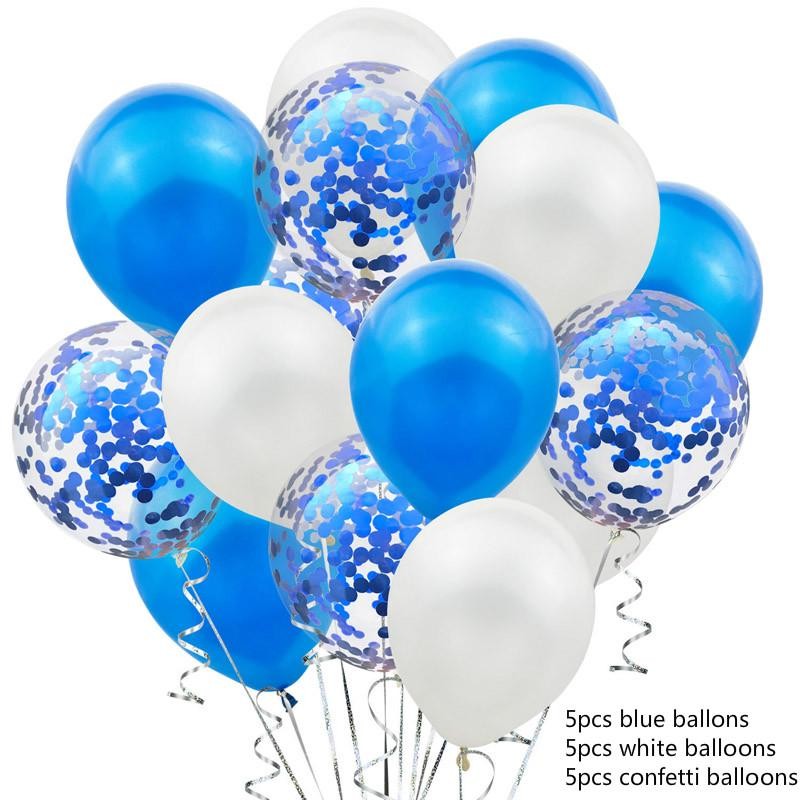 Set 15 baloane pentru petrecere, Kaveny, albastru/ alb, 30 cm