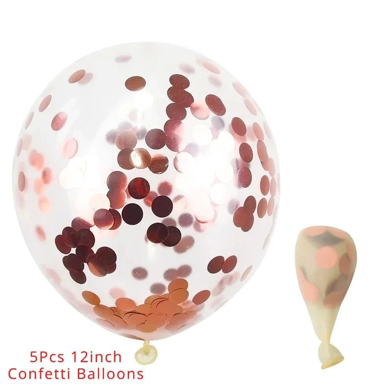Set 15 baloane pentru petrecere, Kaveny, rose gold/ alb, 30 cm