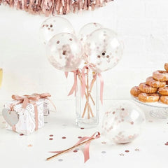 Set 15 baloane pentru petrecere, Kaveny, rose gold/ alb, 30 cm