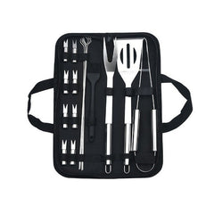 Set 16 Ustensile pentru Gratar, Kadeny, din Otel Inoxidabil, Geanta Oxford, Argintiu