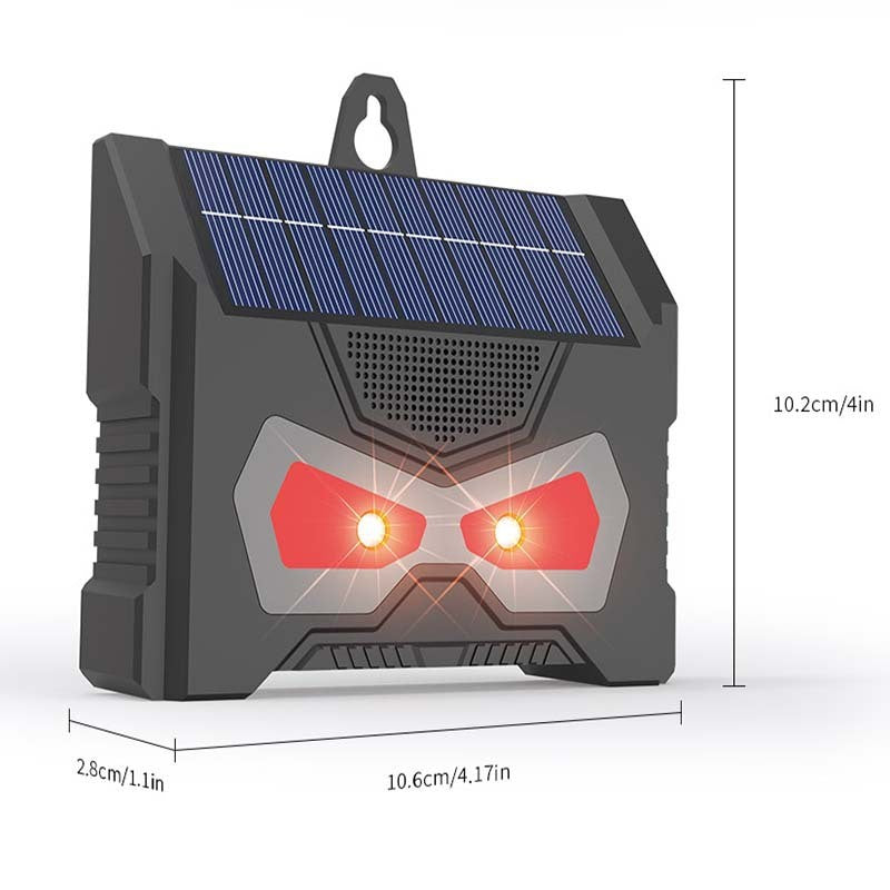Set 2 Aparate Solare LED cu Ultrasunete, Kadeny, Repelent pentru Animale Mari si Mici, Lumina Rosie si Alba, Anti Rozatoare, Anti Insecte, Frecventa 9-36KHZ, 10.2 x 10.6 x 2.8 cm, Negru
