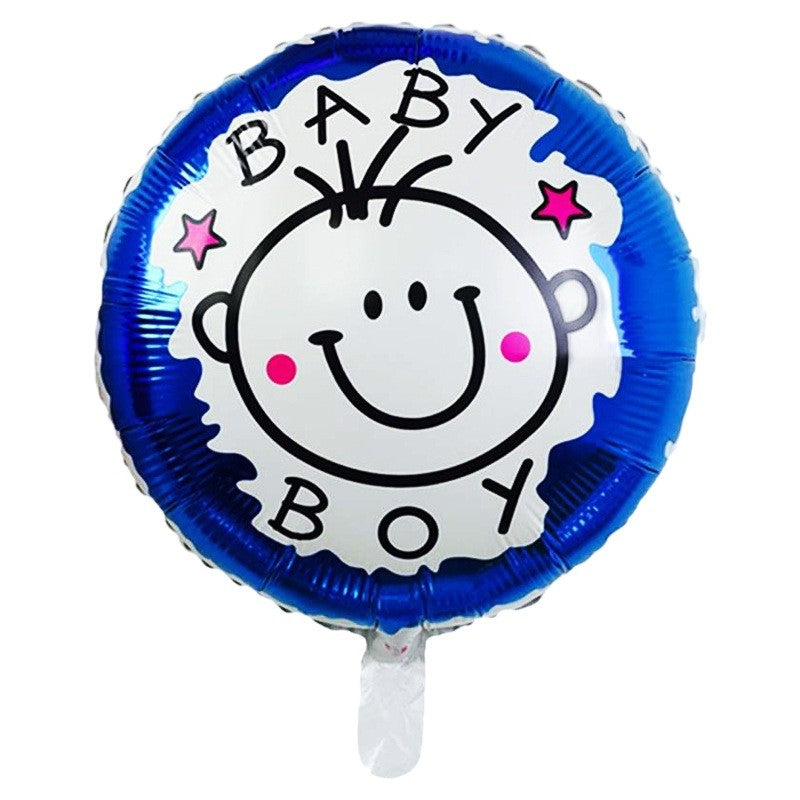 Set 2 Baloane din Folie Metalizata, Kaveny, Figurine Stea si Cerc, Tema Botez Baietel, 45 cm, Ambalaj Individual, Pai Inclus, Umflare cu Aer sau Heliu, Albastru
