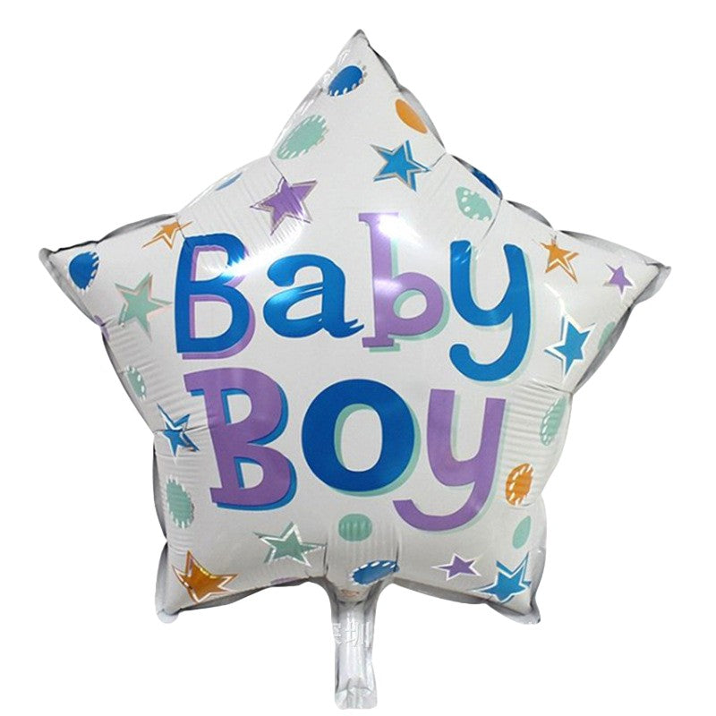 Set 2 Baloane din Folie Metalizata, Kaveny, Figurine Stea si Cerc, Tema Botez Baietel, 45 cm, Ambalaj Individual, Pai Inclus, Umflare cu Aer sau Heliu, Albastru