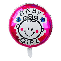 Set 2 Baloane din Folie Metalizata, Kaveny, Figurine Inima si Cerc, Tema Botez Fetita, 45 cm, Ambalaj Individual, Pai Inclus, Umflare cu Aer sau Heliu, Roz