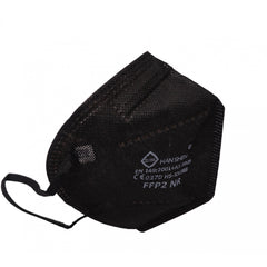 Set 2 bucati Masca de protectie faciala, Kaveny, de unica folosinta pentru adulti, FFP2, KN95 CE 0370, 5 straturi, nesterila, ambalaj individual, Negru
