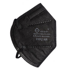 Set 2 bucati Masca de protectie faciala, Kaveny, de unica folosinta pentru adulti, FFP2, KN95 CE 0370, 5 straturi, nesterila, ambalaj individual, Negru