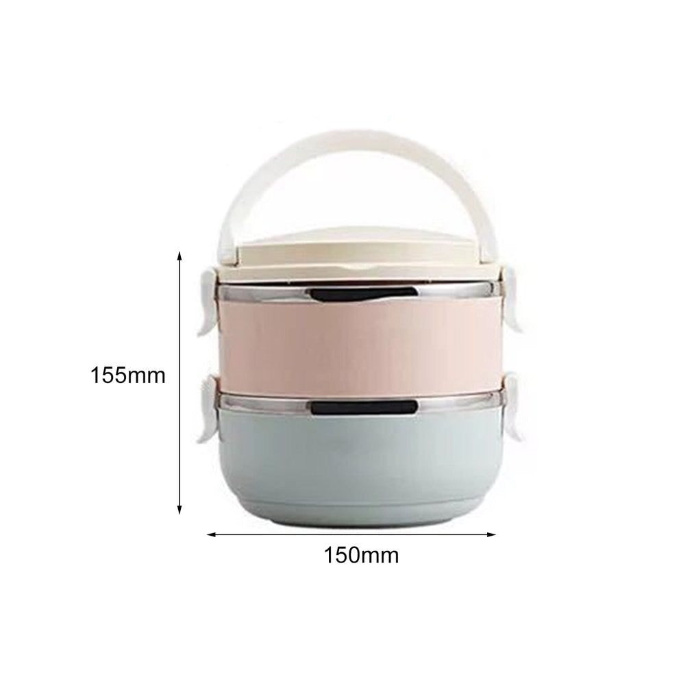 Set 2 Caserole pentru alimente Kaveny, lunch box, 1400 ml, otel inoxidabil, maner, valva aerisire, 15.5 x 15 cm, inchidere etansa, multicolor