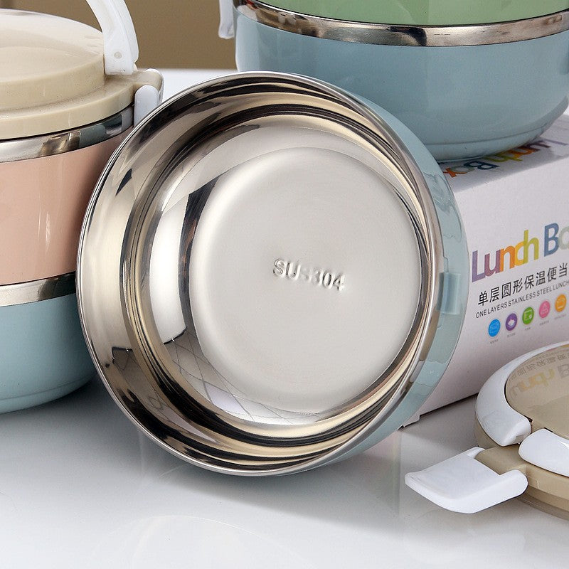 Set 2 Caserole pentru alimente Kaveny, lunch box, 1400 ml, otel inoxidabil, maner, valva aerisire, 15.5 x 15 cm, inchidere etansa, multicolor