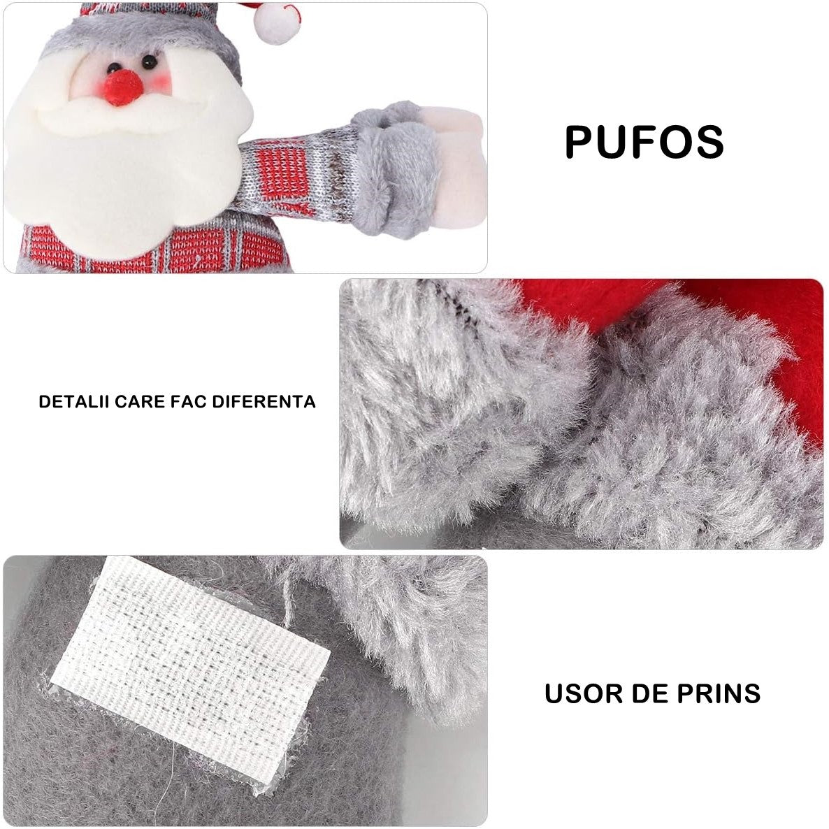 Clema pentru perdea, Kadeny, prindere cu arici, model Mos Craciun pe partea stanga, material textil/poliester, 53 x 23 cm, Multicolor