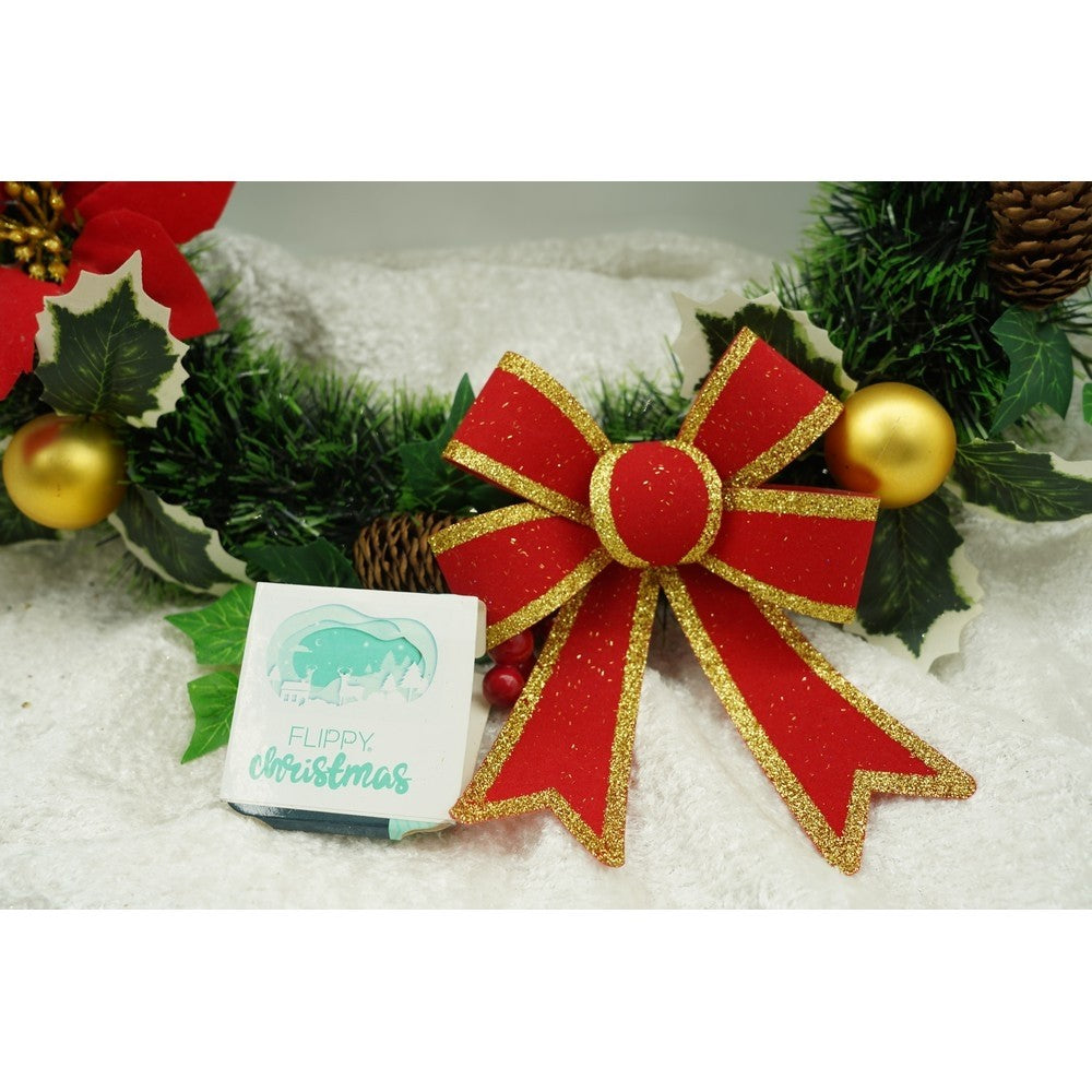 Set 2 fundite pentru brad, Rosii, cu margini aurii, 13 x 18 cm, PVC, Kadeny