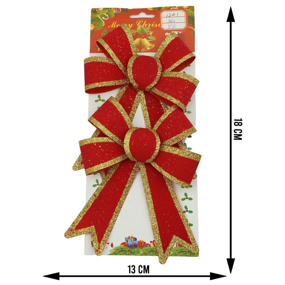 Set 2 fundite pentru brad, Rosii, cu margini aurii, 13 x 18 cm, PVC, Kadeny