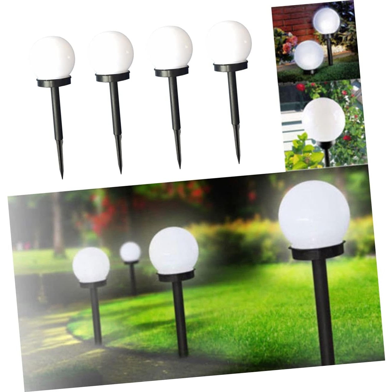 Set 2 Lampi Solare LED, Kaveny, Forma Sferica, Tip Glob, Diametru 10 cm, Alb Rece