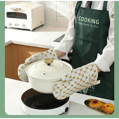 Set 2 manusi cuptor Kadeny, manusa de bucatarie,  rezistenta 330 grade, textil si cauciuc, 26.5x18 cm, alb