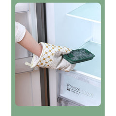 Set 2 manusi cuptor Kadeny, manusa de bucatarie,  rezistenta 330 grade, textil si cauciuc, 26.5x18 cm, alb