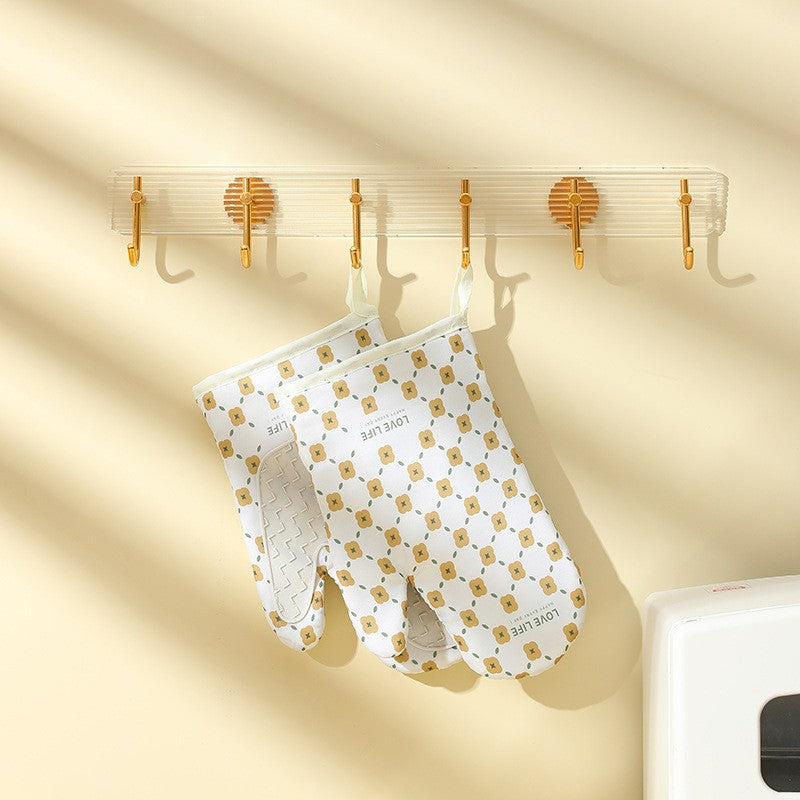 Set 2 manusi cuptor Kadeny, manusa de bucatarie,  rezistenta 330 grade, textil si cauciuc, 26.5x18 cm, alb