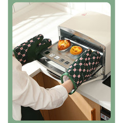 Set 2 manusi cuptor Kadeny, manusa de bucatarie,  rezistenta 330 grade, textil si cauciuc, 26.5x18 cm, verde