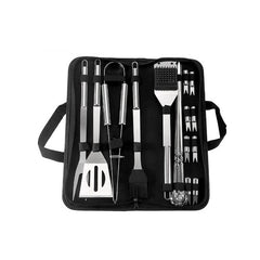 Set 20 Ustensile pentru Gratar, Kadeny, din Otel Inoxidabil, Geanta Oxford, Argintiu