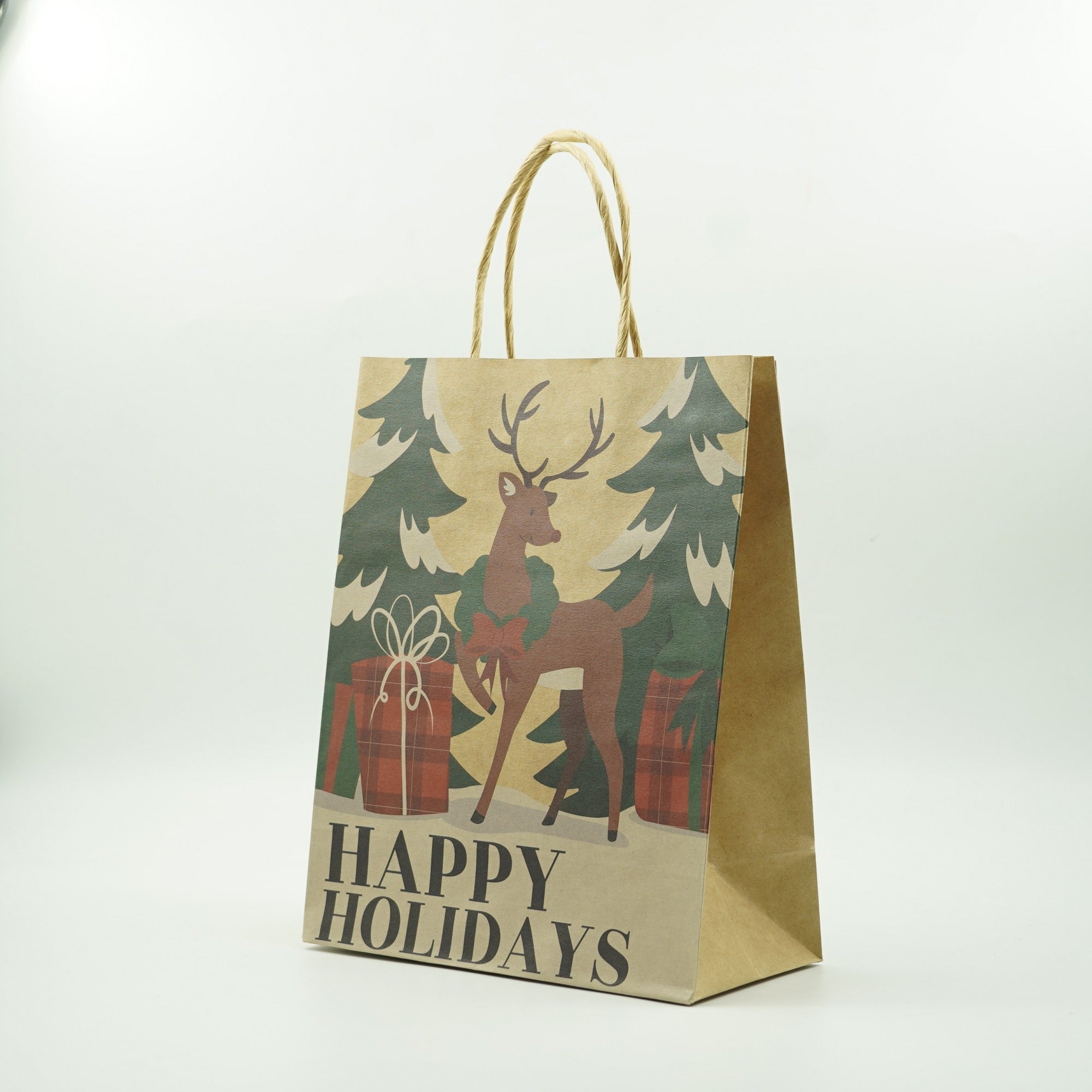 Set 24 pungi cadou Kadeny, imprimeu tematica Craciun, model random, din hartie, 18.5 x 22.5 x 8.5 cm, multicolor