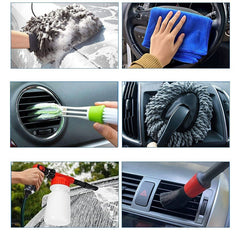 Set 26 Accesorii pentru Curatare Auto, Kadeny, din PP si Microfibra, Interior/Exterior, 30.5 x 27.5 x 16 cm, Galben/Negru