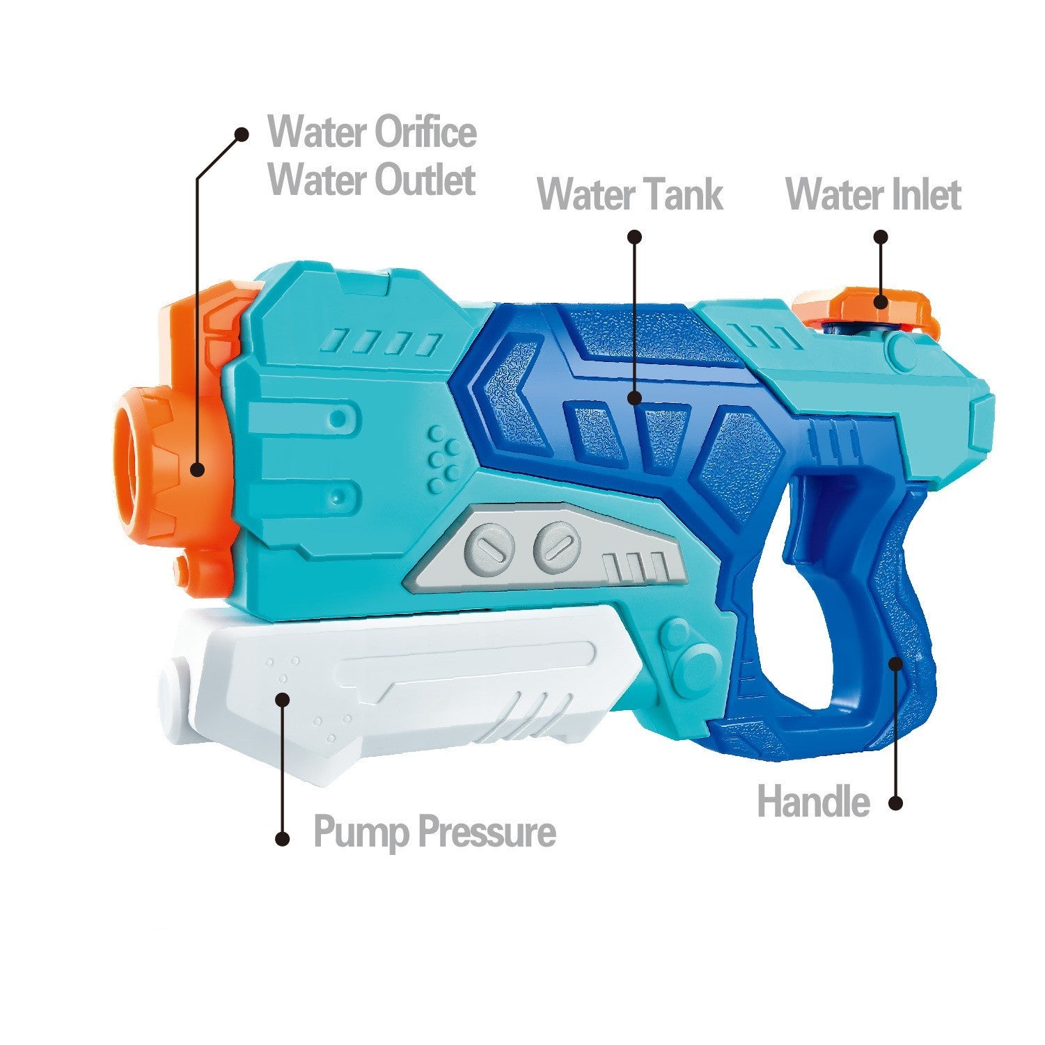 Set 2x Pistol cu Apa pentru Copii, Kaveny, 6ani+, cu baloane de apa, Albastru + Roz, 1x 600 ML +  1x 550 ML