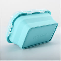 Set 3 caserole pliabile Kaveny, din silicon, rezistenta la temperaturi ridicate, usor de depozitat si curatat, 350/500/800 ml, utilizare in cuptorul cu microunde, albastra