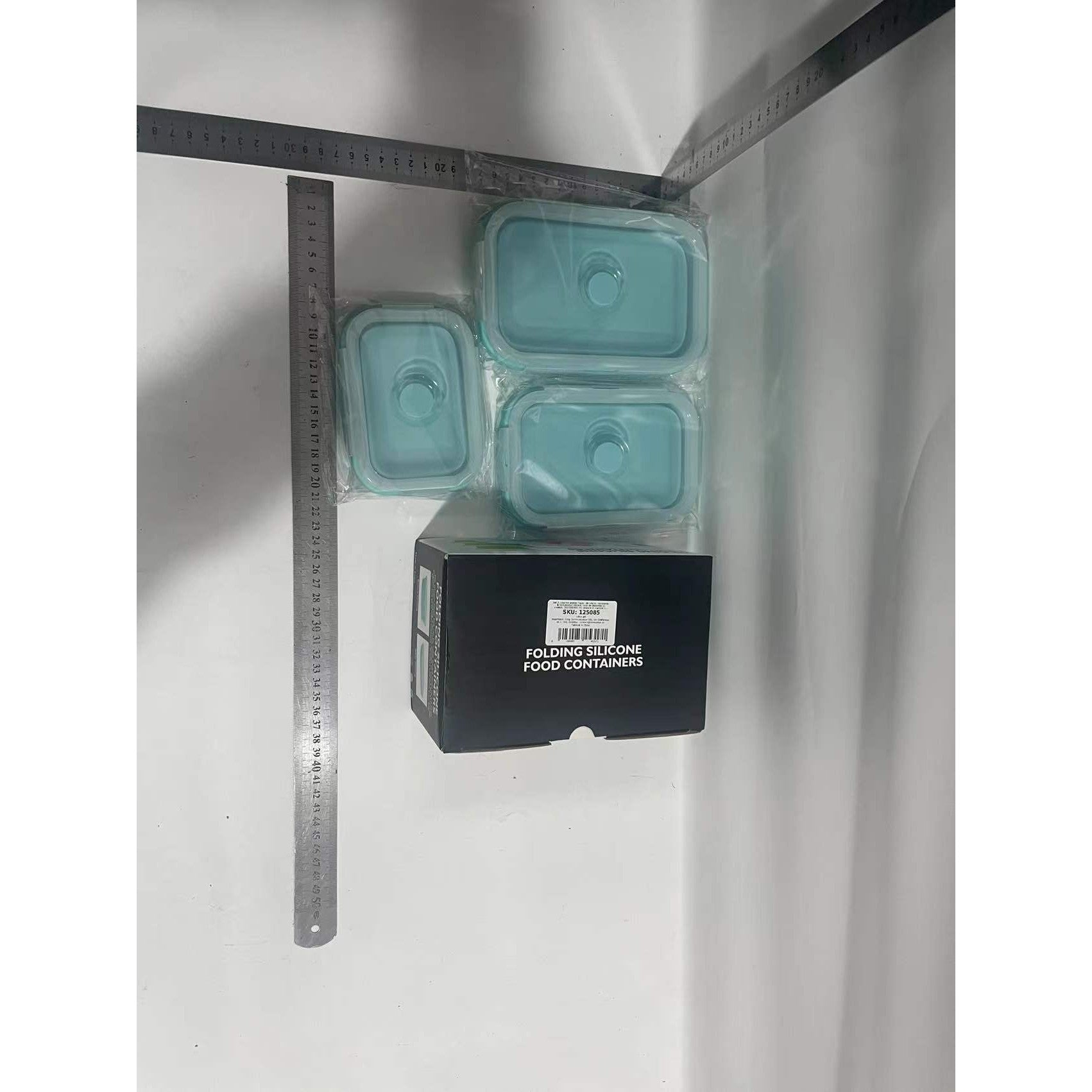 Set 3 caserole pliabile Kaveny, din silicon, rezistenta la temperaturi ridicate, usor de depozitat si curatat, 350/500/800 ml, utilizare in cuptorul cu microunde, albastra