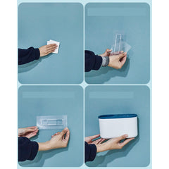 Set 3 Perii pentru Toaleta, Kadeny, din Silicon, Perie Zimtata, Cap Flexibil, Suport Adeziv pentru Montarea pe Perete, 39 x 19 x 9.8 cm, Albastru/Alb