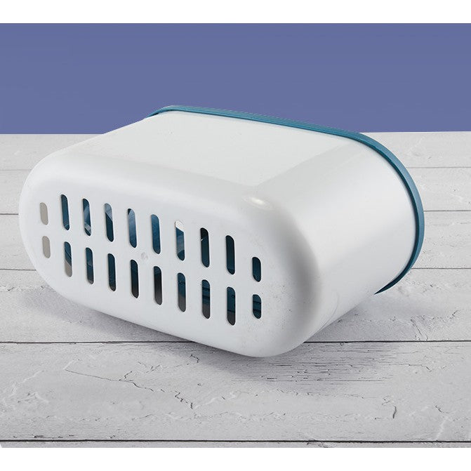 Set 3 Perii pentru Toaleta, Kadeny, din Silicon, Perie Zimtata, Cap Flexibil, Suport Adeziv pentru Montarea pe Perete, 39 x 19 x 9.8 cm, Albastru/Alb