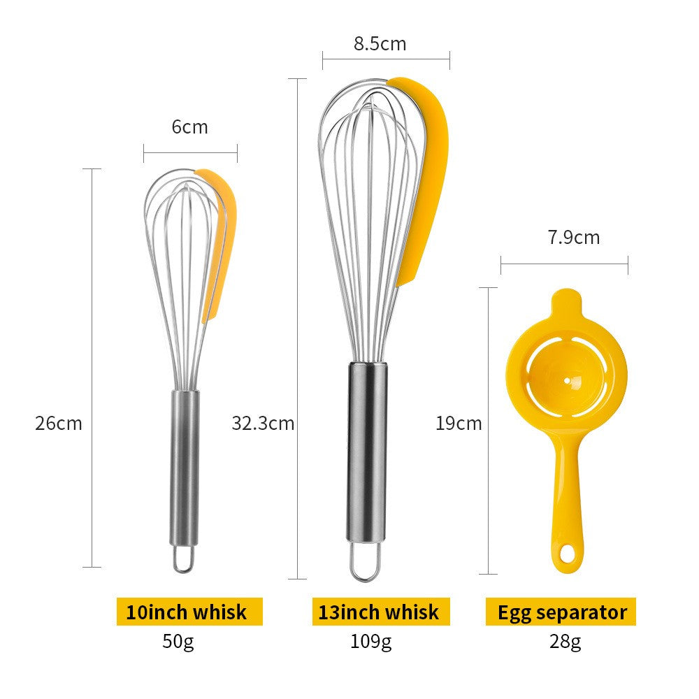 Set 3 ustensile pentru bucatarie Kaveny, 2 teluri, un separator oua, inox/silicon, Galben