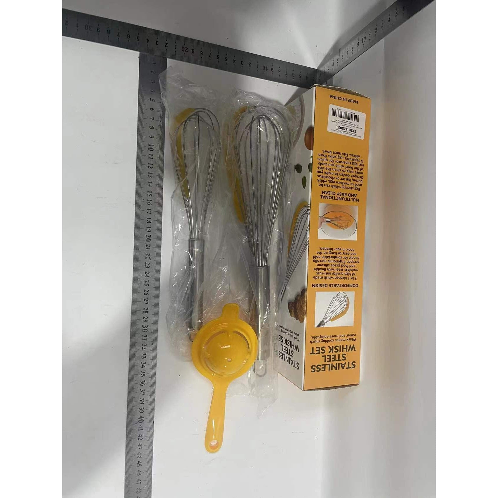 Set 3 ustensile pentru bucatarie Kaveny, 2 teluri, un separator oua, inox/silicon, Galben
