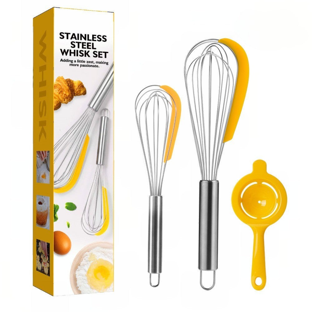 Set 3 ustensile pentru bucatarie Kaveny, 2 teluri, un separator oua, inox/silicon, Galben