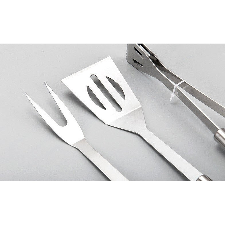 Set 3 Ustensile pentru Gratar, Kadeny, din Otel Inoxidabil, Geanta Oxford, Argintiu