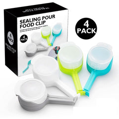 Set 4 cleme cu capac Kaveny, pentru sigilare pungi alimente, material ABS, multicolor