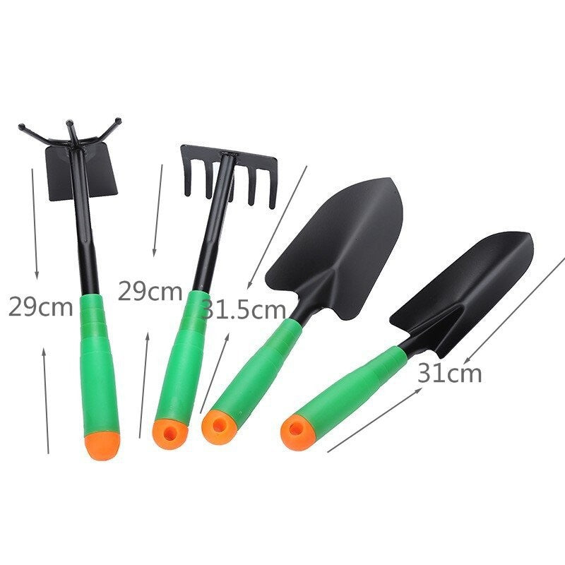 Set 4 Unelte de Gradina Kadeny, pentru Plantare Prelucrare Sol si Ingrijire Plante, Material PVC si cardboard, 31.5 x 8.5 cm, verde