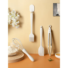 Set 4 Ustensile de Bucatarie, Kadeny, din Silicon+Inox, Termorezistente, Antiaderente, 20 x 15 x 4 cm, Alb Ivory