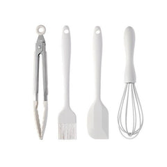 Set 4 Ustensile de Bucatarie, Kadeny, din Silicon+Inox, Termorezistente, Antiaderente, 20 x 15 x 4 cm, Alb Ivory