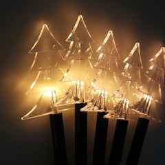 Set 5 Lampi solare LED de exterior Model Brad, pentru gradina, Kaveny, 35.5 cm, Alb Cald