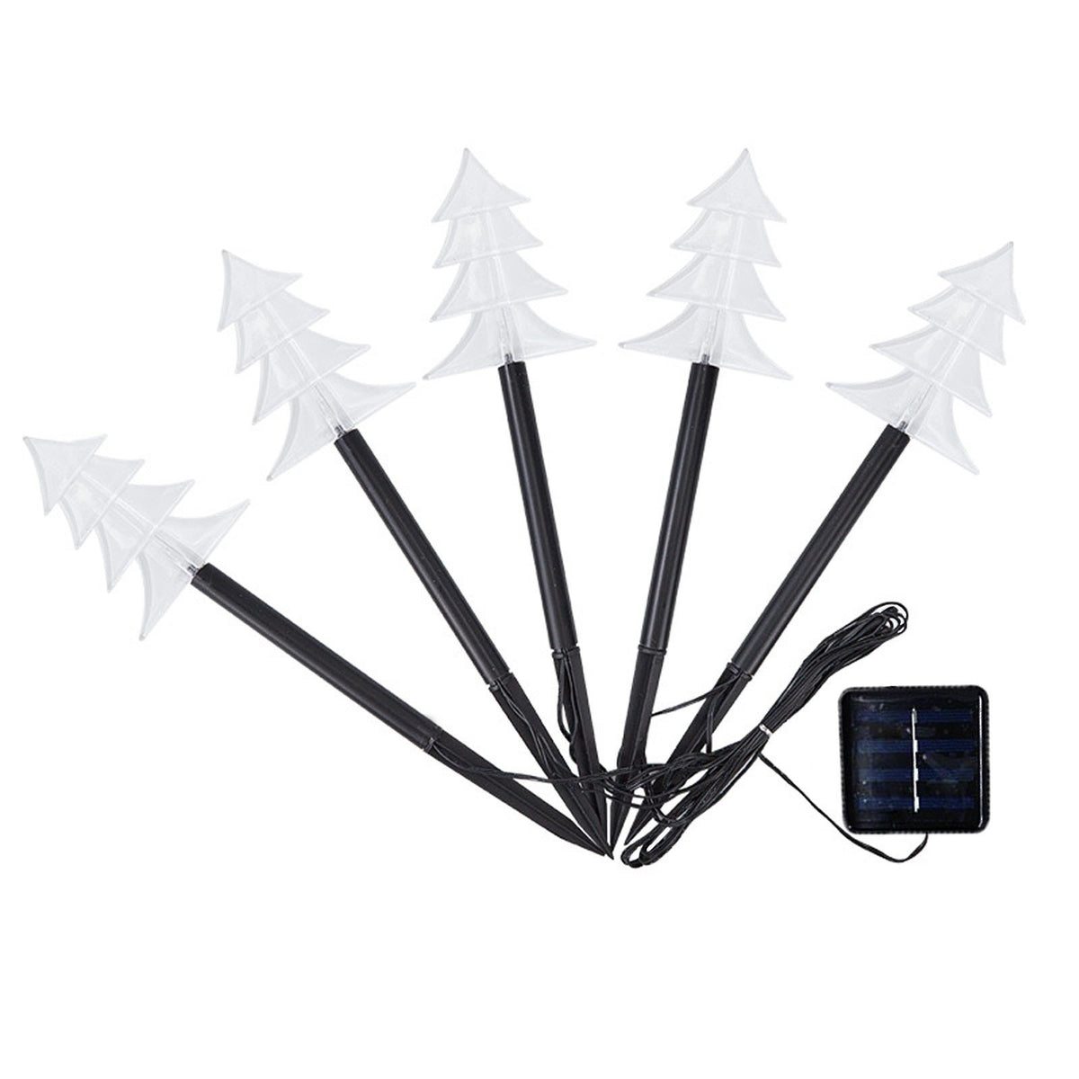 Set 5 Lampi solare LED de exterior Tip Brad pentru gradina Kaveny, 37 cm, Alb Cald