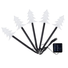 Set 5 Lampi solare LED de exterior Tip Brad pentru gradina Kaveny, 37 cm, Alb Cald