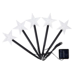 Set 5 Lampi solare LED de exterior Tip Stea pentru gradina Kaveny, 35.5 cm, Alb Cald