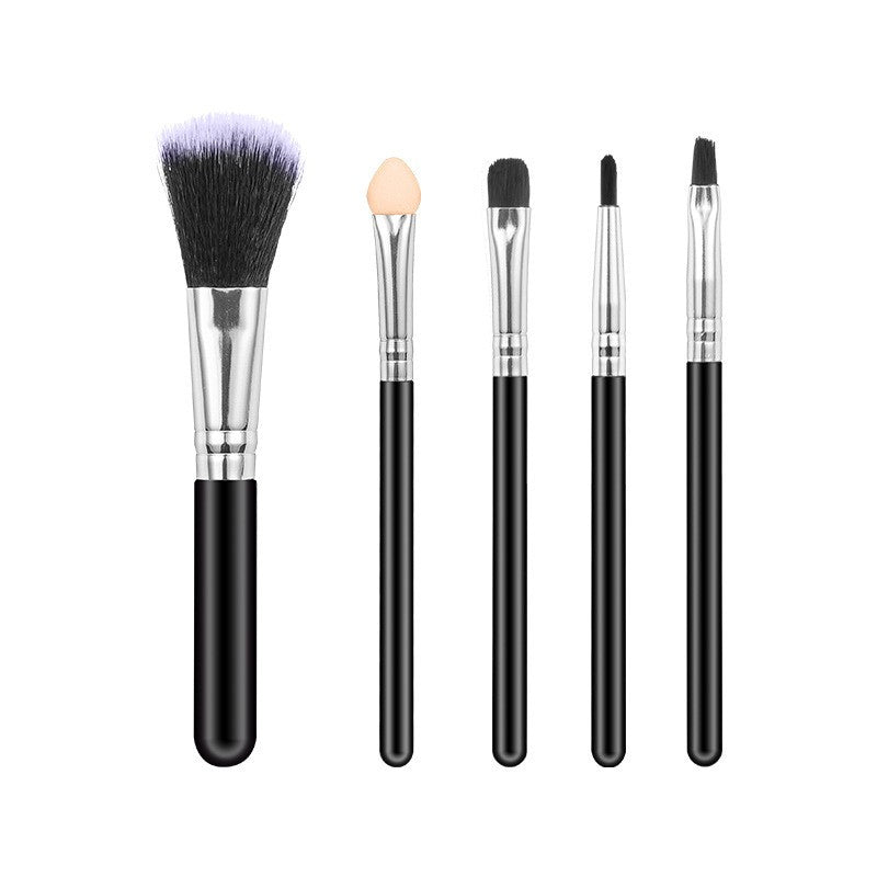 Set 5 Pensule de Machiaj, Kaveny, de Voiaj, pentru Fard si Pudra, din Par Sintetic, Negru